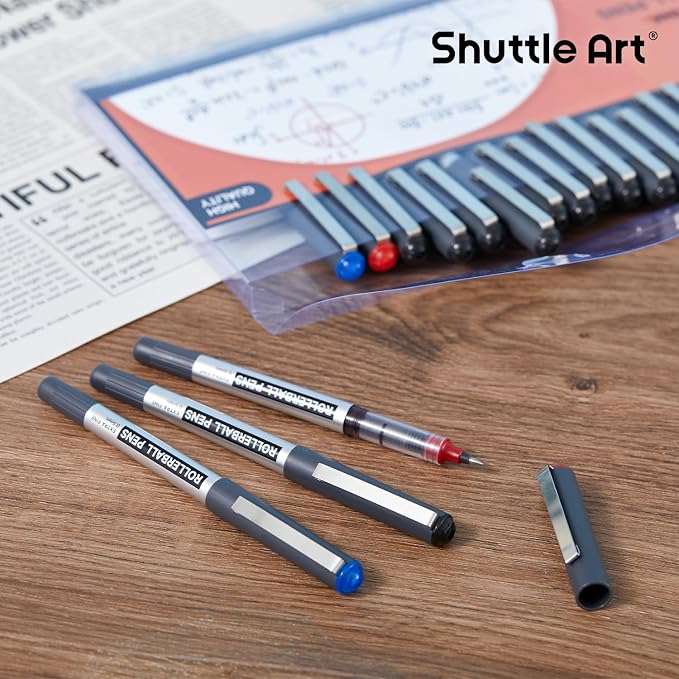 Shuttle Art RollerBall Pens, 25 Pack Fine Point Roller Ball Pens, 0.5mm Liquid - Image 7