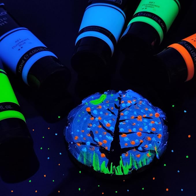 Artecho Orange Glow in the Dark Acrylic Paint Set, 120ml / 4.05oz | Non-Toxic - Image 5
