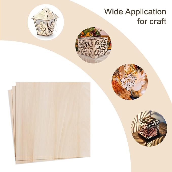 Balsa Wood Sheet, Basswood Sheets 12X12X1/16 Inch, Unfinished Wood Boards Blanks - Image 7