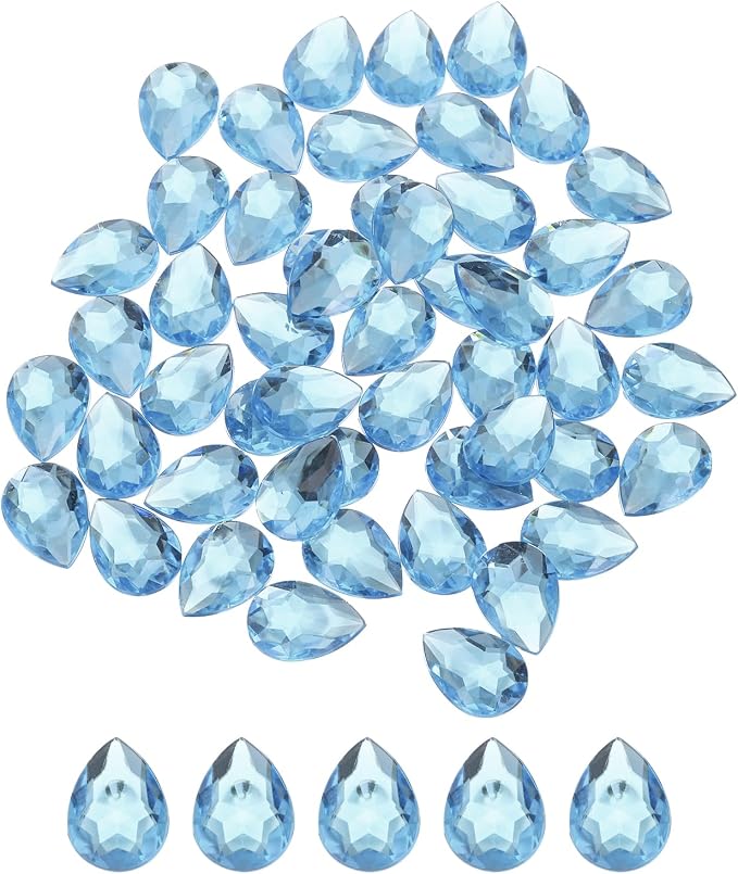 MECCANIXITY 50PCS Flat Back Acrylic Teardrop Gems 18x25mm Artificial Rhinestones by MECCANIXITY