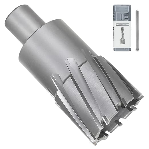 KEENTECH Carbide-Tipped Annular Cutter, 1-9/16" Diameter x 2" Depth, 3/4" Weldon Shank (2 Flat), High Speed Cutting TCT Mag Drill Bit with Pilot Pin for Harder Material, Stainless Steel, Cast Iron