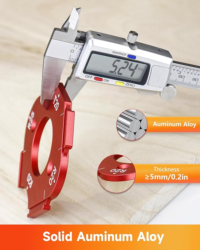 TANYO 7pcs Router Corner Radius Template Router Radius Jig, Aluminum Alloy 3 in 1 Radius Jig Router Templates, R10 R15 R20 R25 R30 R35 R40 R50 R60 T10 T20 T30 T35 T40 T50 T60 Use with Router Table