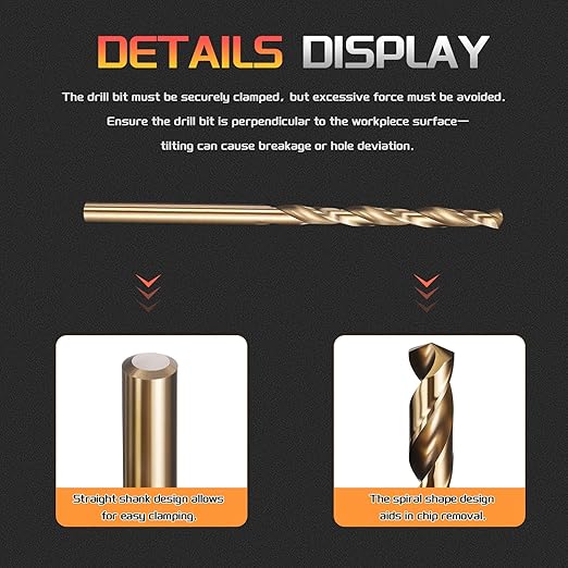 Drill Bit, 5/32" Cutting Diameter (3.969mm), 4241 HSS Black and Gold 118° Cutting Angle Versatile Jobber Bits - (Applications: for Drilling Plastic Wood Soft Thin Metal), 24-Pieces