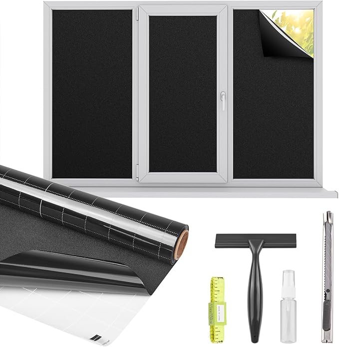 Kromapolis Blackout Window Privacy Film Total Light Blocking Room Darkening by Kromapolis