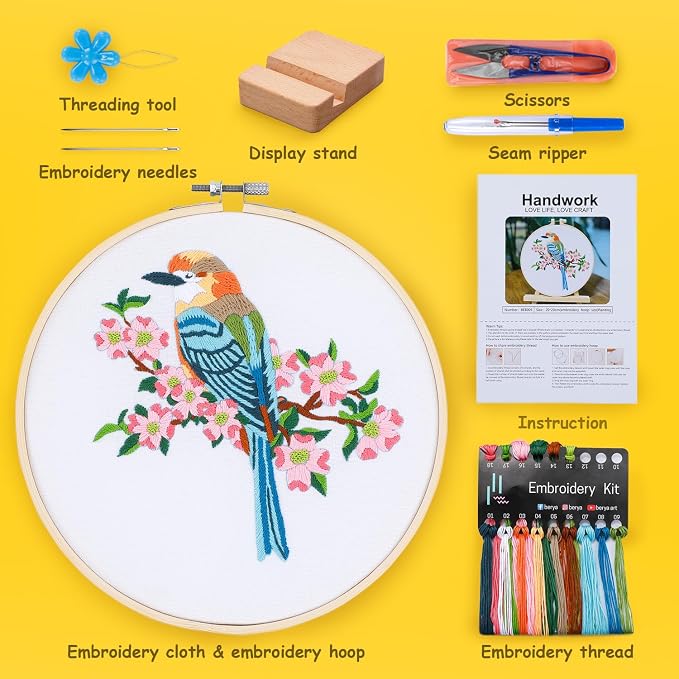 Hummingbird and Flower Embroidery Kit - Image 2