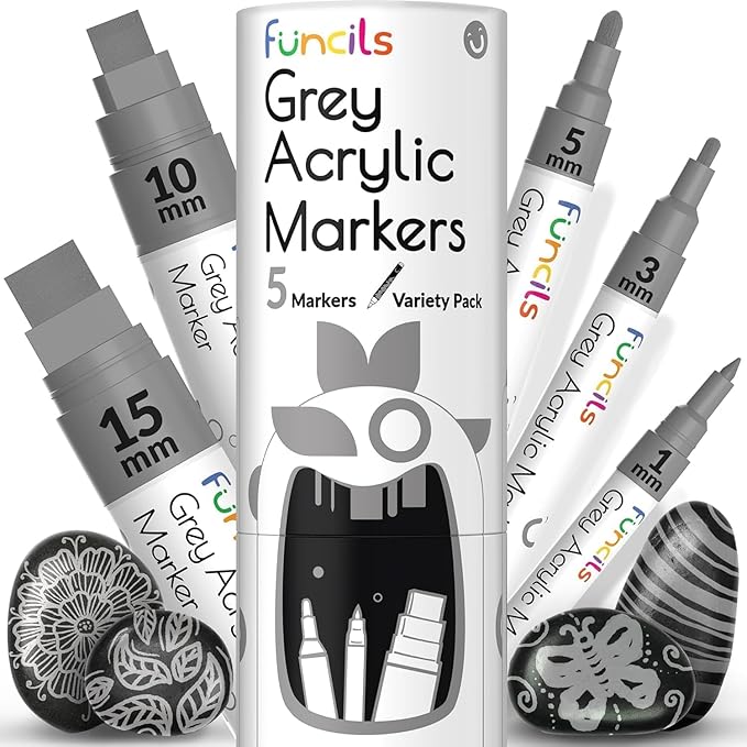 5 Grey Acrylic Paint Pen by Funcils