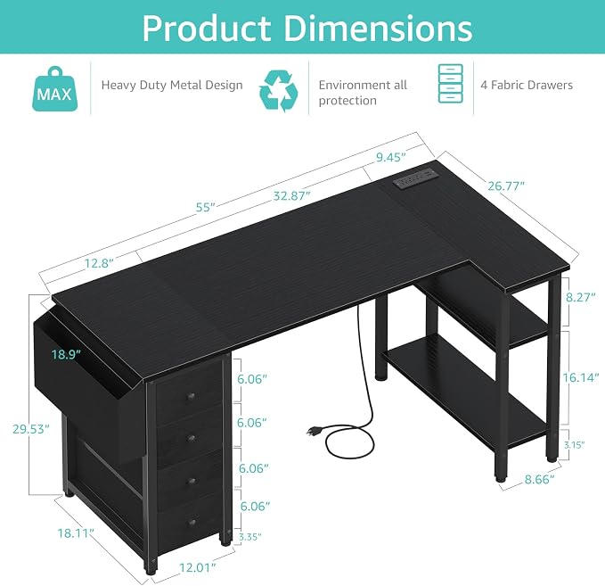 Lufeiya L Shaped Gaming Desk - Image 3