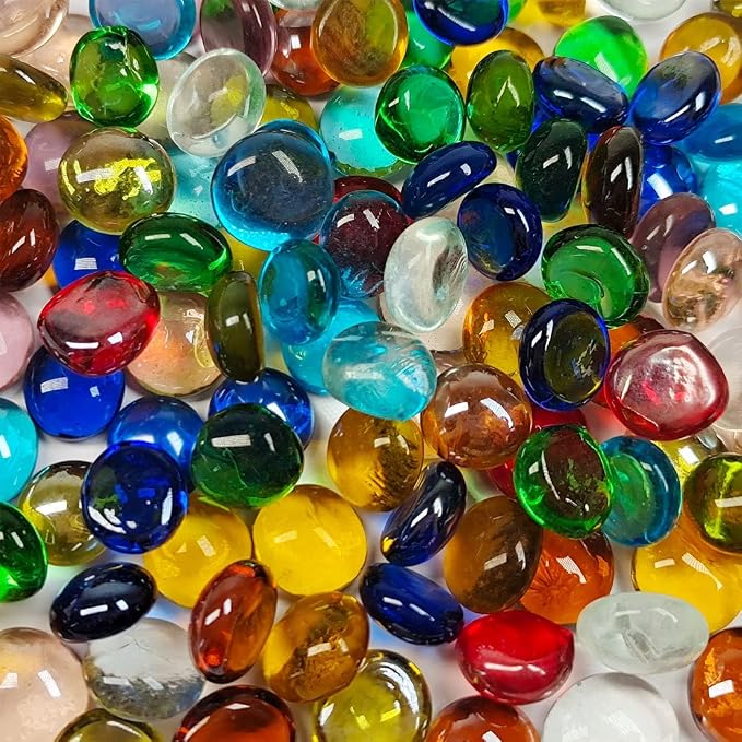 100PCS Mini Glass Gems, Mixed Colour Mancala Stones Flat Bottom Marble Beads - Image 3