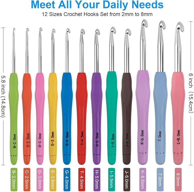 MECHEER Crochet Hooks 12 Sizes Crochet Hook Set, 51 Pack Yarn Crochet Kit - Image 2