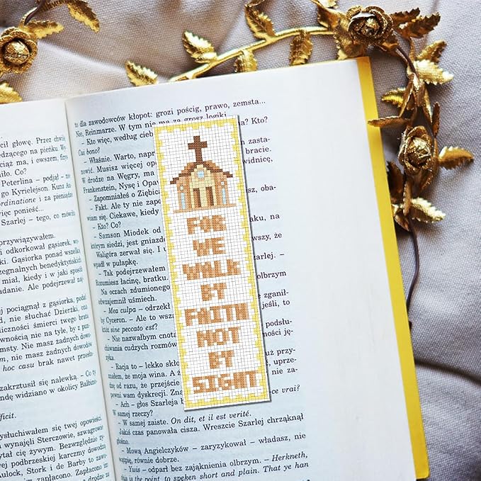 FREEBLOSS 22*8cm 6 Set Cross Stitch Bookmark Kits Plaid Biblical Themes Cross - Image 5