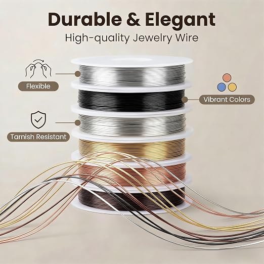 6 Rolls 24 Gauge Copper Jewelry Wire Kit Non-Tarnish - Image 4
