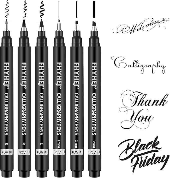 6 Size Calligraphy Brush Pens Set by FHYHEJ