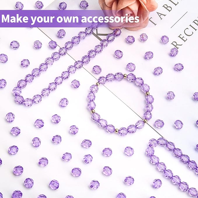 BONNY BOXX 1000pcs 6mm Acrylic Faceted Round Crystal Beads Transparent Light - Image 4