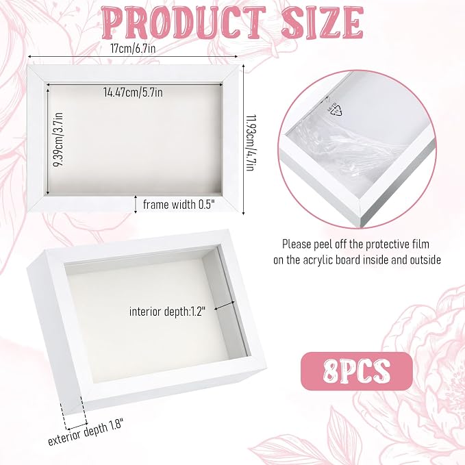 8 Pcs Shadow Box Frame, 4 x 6 Inch 3D Shadow Boxes Display Cases 1.2in Depth - Image 2