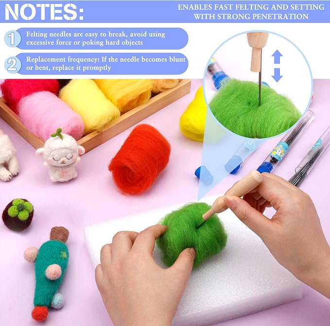 Yizzvb 30 PCS Needle Felting Needles, 3 Sizes Wool Felting Needles, Needle - Image 6