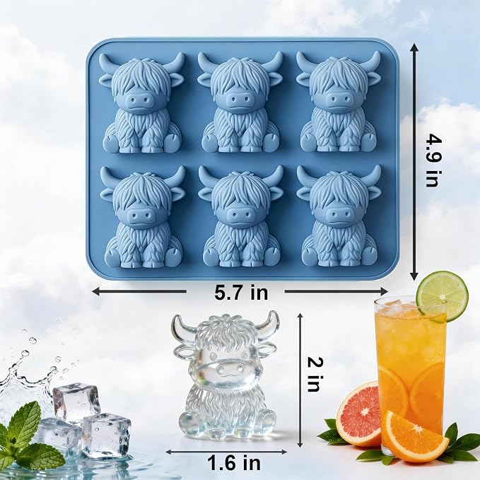 Mini Highland Cow Ice Cube Mold, Cute 3D Silicone Cow Ice Cube Tray, Reusable - Image 5