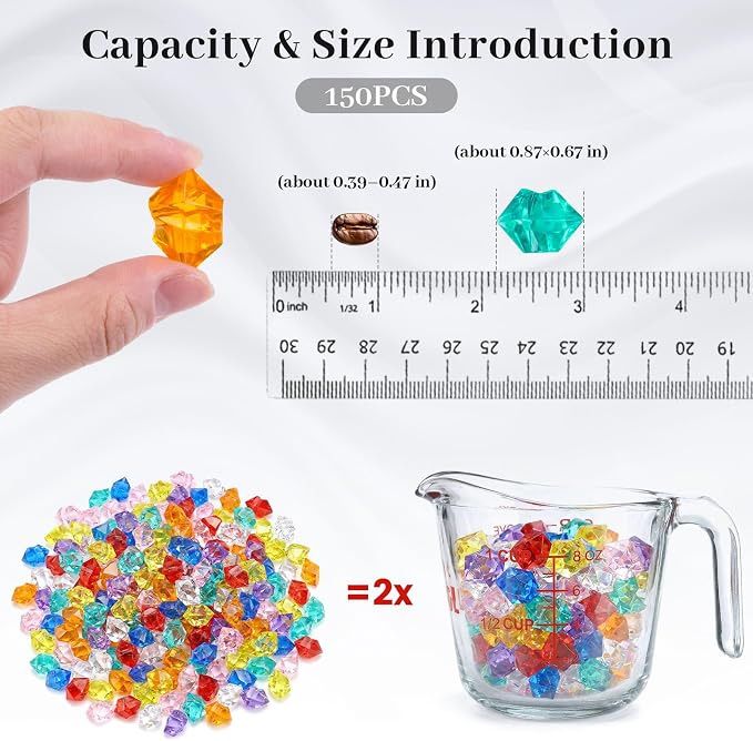 DomeStar 150PCS Multicolored Acrylic Fake Gems, Crushed Ice Rocks Pirate - Image 2