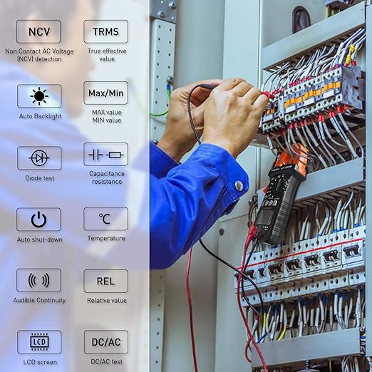 BTMETER BT-7200B TRMS 6000 Counts Clamp Multimeter, Digital Clamp-on Ammeter for AC/DC Current Voltage Resistance Capacitor Frequency Continuity Temperature NCV