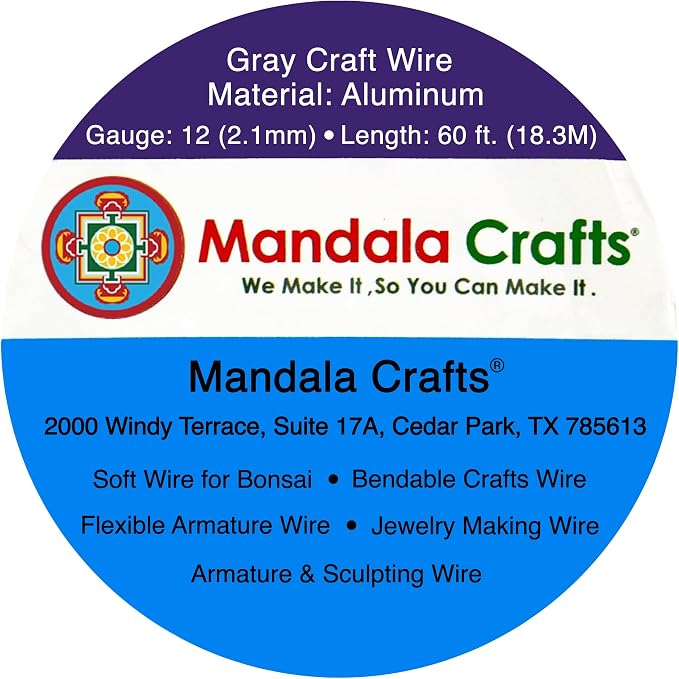 Mandala Crafts 12 Gauge Gray Anodized Aluminum Craft Wire, 60 FT | Colored - Image 3