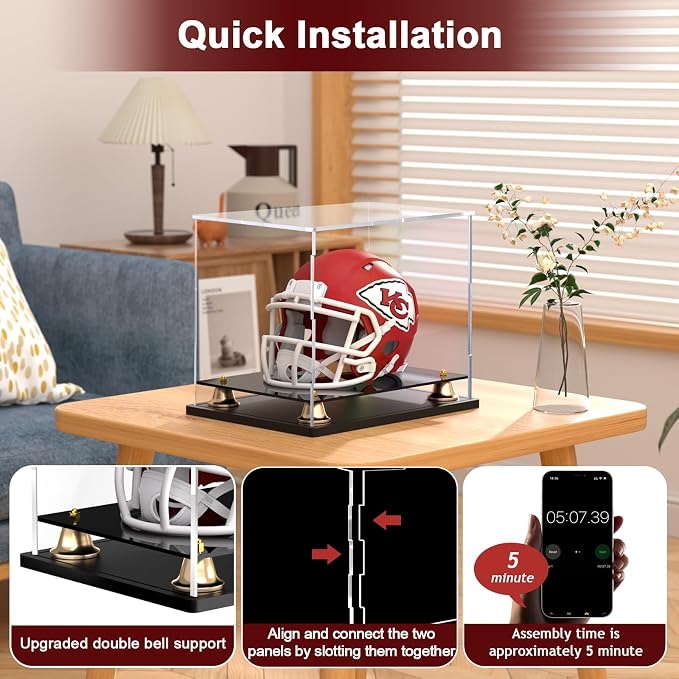Mini Football Helmet Display Case Self-Assembly Dustproof Acrylic Display Case - Image 5