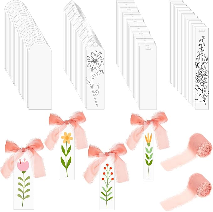 Yeaqee 100 Pcs Acrylic Bookmark Blanks Clear Bookmarks Acrylic Tags by Yeaqee