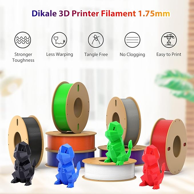PLA+ 3D Printer Filament 1.75mm No Tangle, Net Weight 250g Spool, 12 Packs, PLA Pro Plus, 12 Assorted Multiple Colors, Total 3KG Material