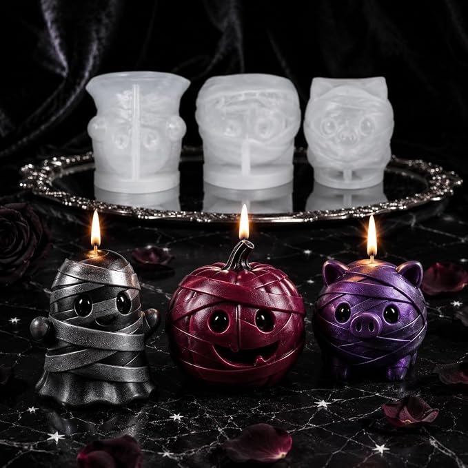 3Pcs 3D Halloween Silicone Molds Pumpkin Ghost Pig - Image 9