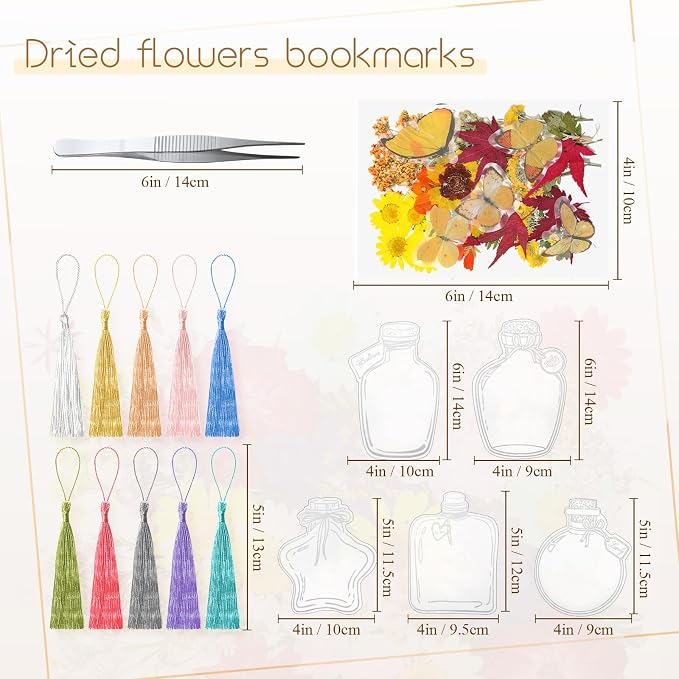 TaoBary 91 Pcs DIY Handmade Transparent Dried Flower Bookmark Set Include - Image 2