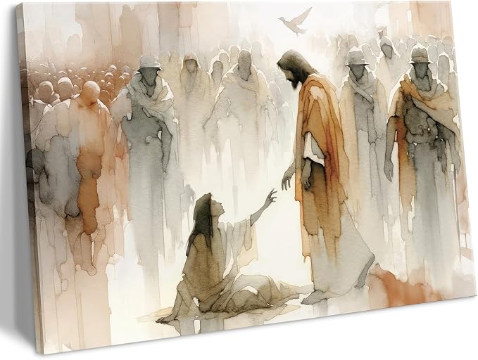 CYPQPCUH Jesus Heals Woman Wall Art Canvas Poster, 16x24in | Wrapped Canvas by wallart