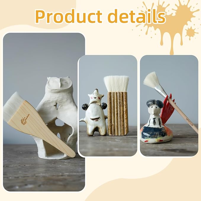 Glaze Brushes Pottery Tools, Different Shape Wool Soft Bristle - Image 6