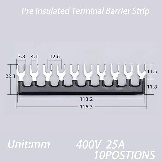 Terminal Block (2 Sets) 2Pcs 10 Positions Dual Row 600V 25A Screw Terminal Strip Blocks with Cover&2Pcs Pre-Insulated Barrier Termina Block Strip&20Pcs Insulated Fork Wire Connector