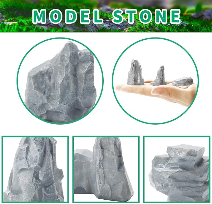 Warmtree 10 Pcs Diorama Rocks Fake Rock Miniature Stone Rock Statue - Image 4