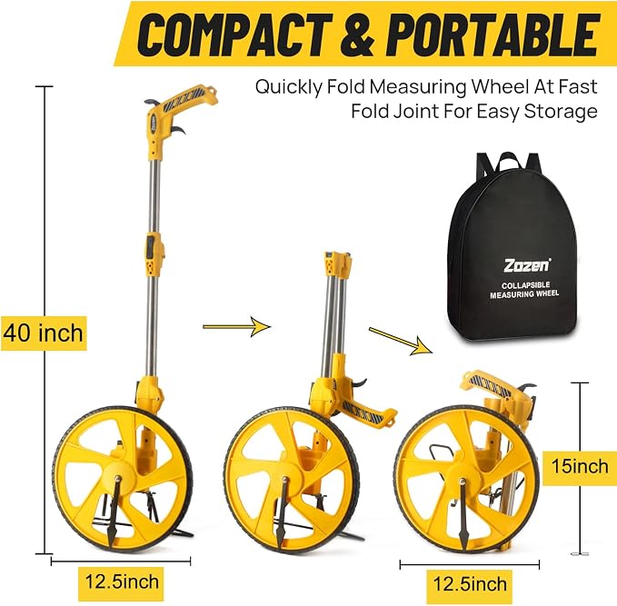 Zozen Pro Measuring Wheel, Brake & Handle Reset, Imperial Mechanical Roller | - Image 3