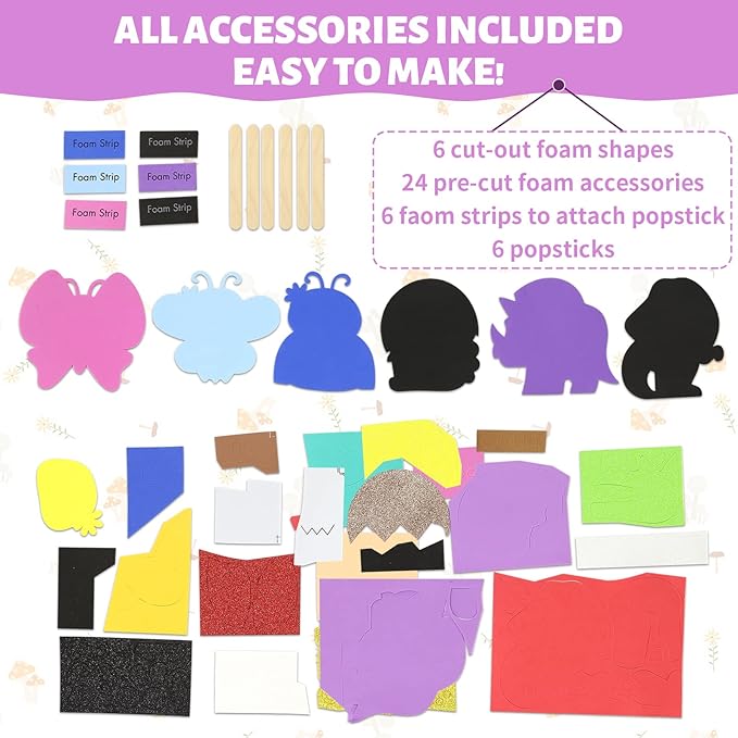 VKPI Make 6 Popstick Puppets Craft Kits - Image 3