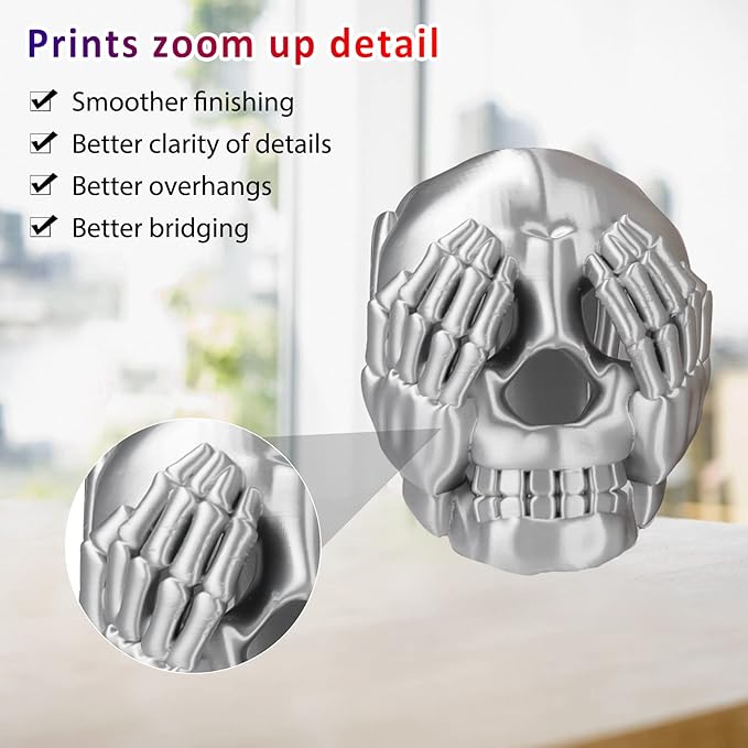 PLA+ 3D Printer Filament 1.75mm No Tangle, Neatly Wound Filament Net Weight 250g Spool, PLA Pro Plus,Silk Silver