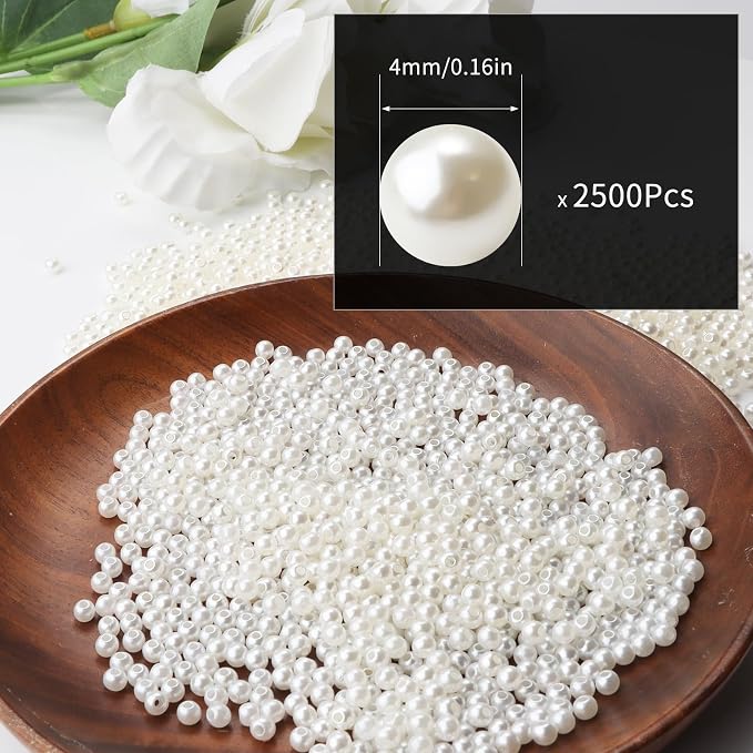 2500pcs Creamy White 4mm Pearl Beads - Image 2