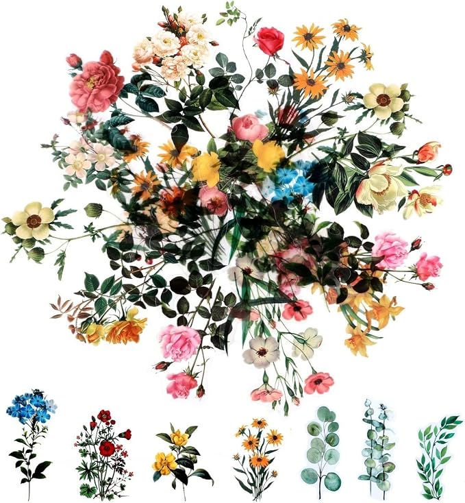 80 Pieces Natural Vintage Flower Stickers by Pengxiaomei