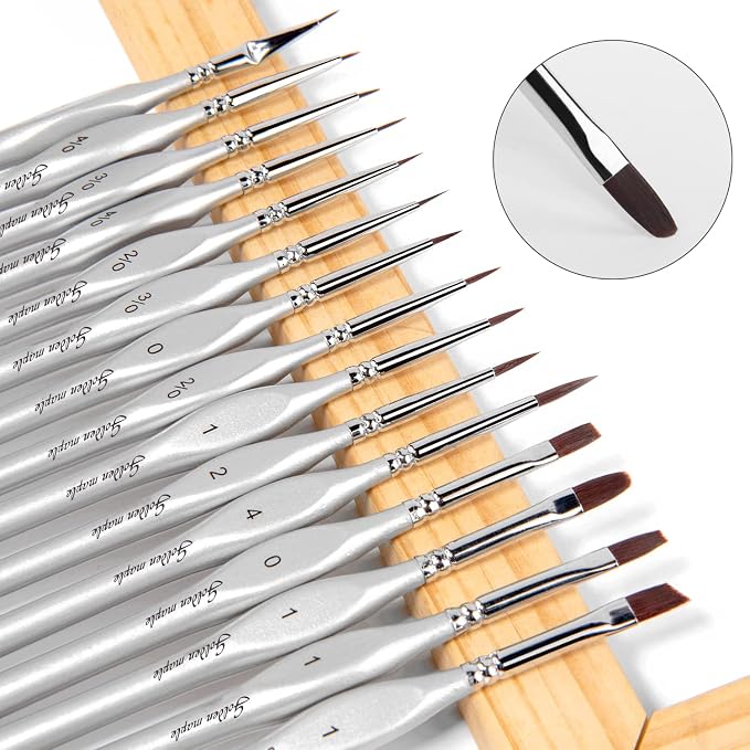 Golden Maple Miniature Paint Brushes, Fine Detailing - Image 2