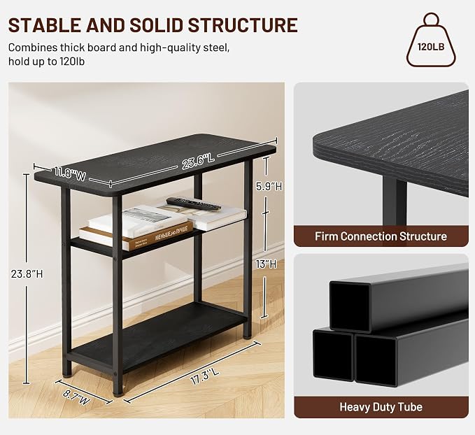 SLEEPING LAMB Side Table for Living Room, 3-Tier End Table for Small Space - Image 3