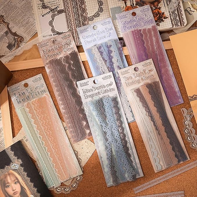 240 Pcs Transparent Lace Stickers - Image 2