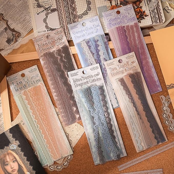 40 Pcs Transparent Lace Stickers - Image 3