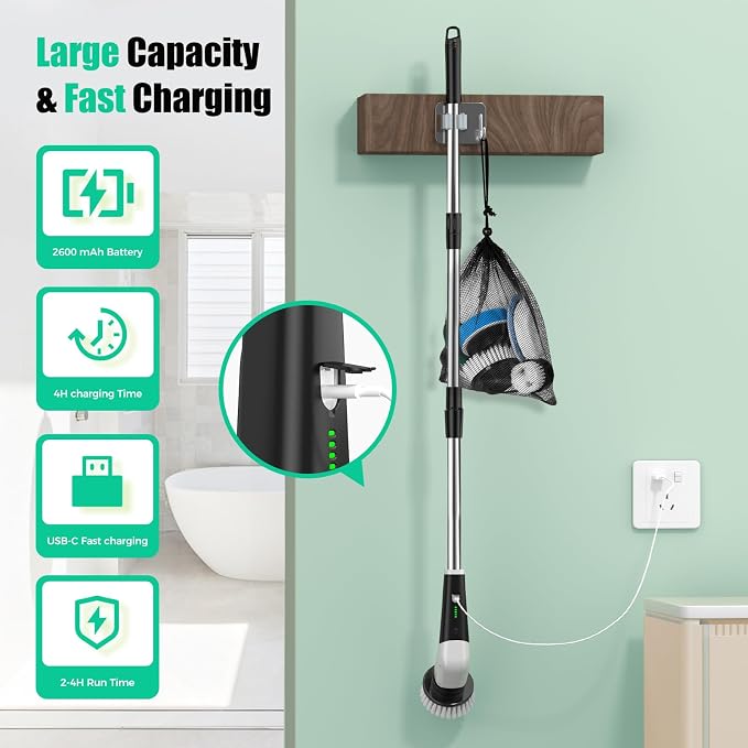 YKYI Electric Spin Scrubber, Cordless Power Scrubber Cleaning Tool - Image 7