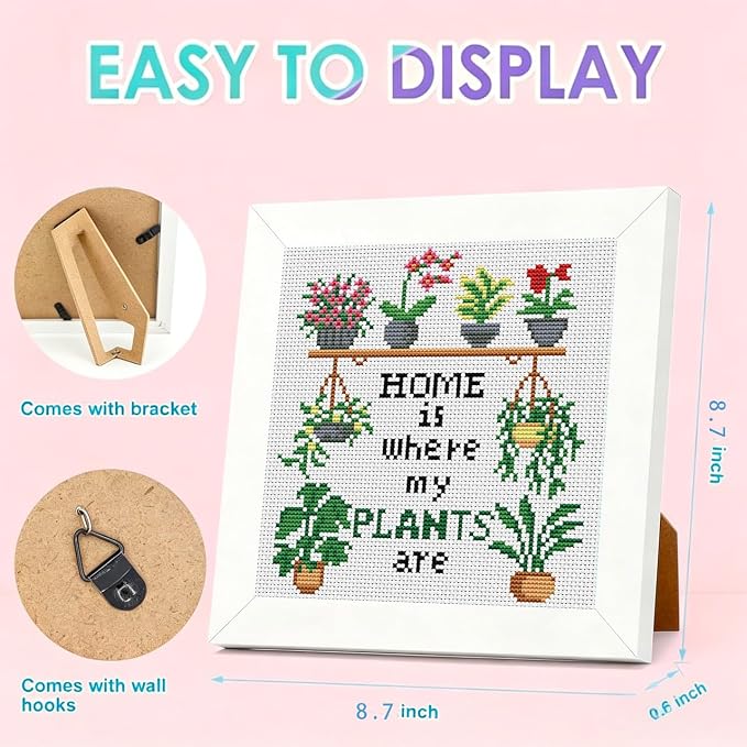 Tiwabb Plant Cross Stitch Kits for Adults Beginners, Flower Stamped Cross - Image 3