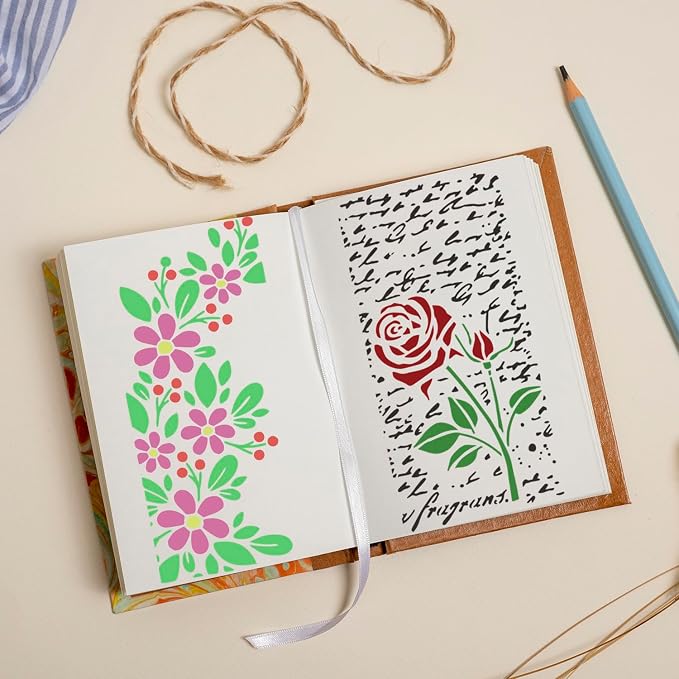 Floral Stencils for Crafts Reusable Texture Stencils Leaf Background Stencil - Image 7