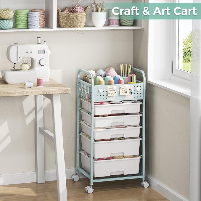 5 Drawer Rolling Storage Cart - Image 7