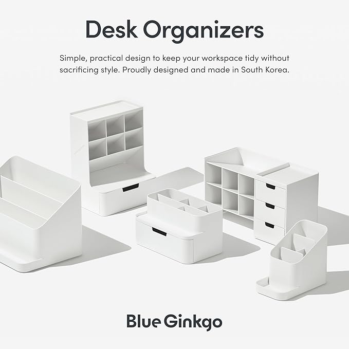 BLUE GINKGO Compact Desk Organizer – Small 5-Compartment, Half Drawer Storage – - Image 6