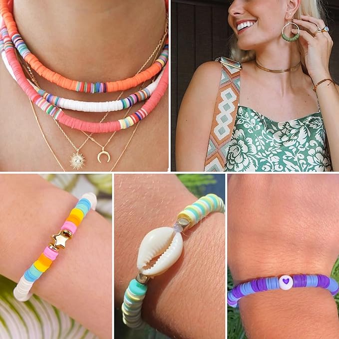 Gionlion 6000 Clay Beads Bracelet Making Kit, 24 Colors Flat Preppy Beads - Image 2