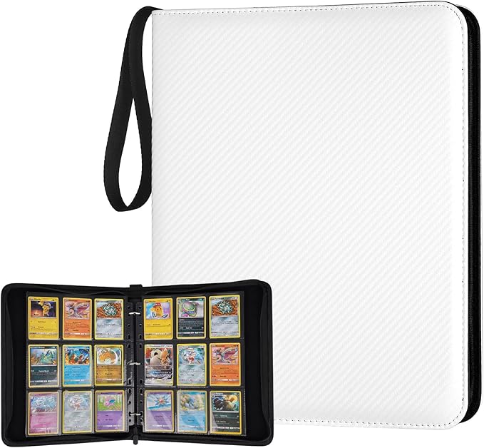 GERMUN 3 Ring 9 Pocket Zipper Card Binder, 720 Double Sided Standard PU Trading by GERMUN