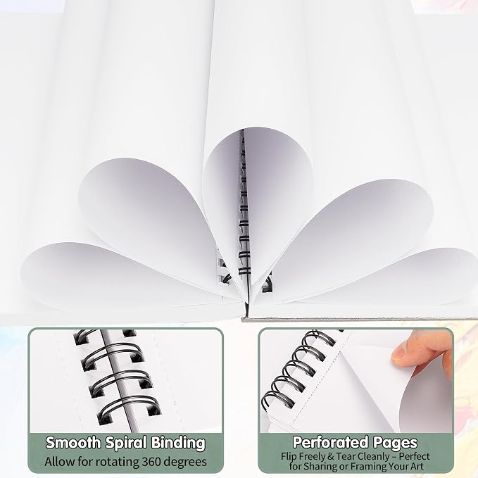 FIXSMITH 9"X12" Green Sketch Book, 100 Sheets Spiral Sketchbook, Acid Free - Image 4