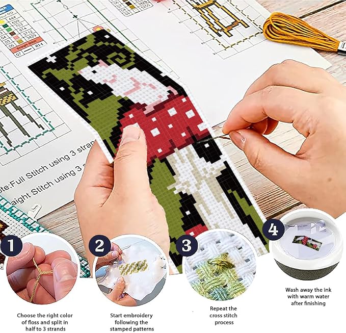 ACRNIGHEET 6PCS Cross Stitch Bookmark Kit - Image 4